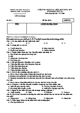 Đề kiểm tra học kỳ II môn Sinh học Lớp 8 - Mã đề 563 - Năm học 2016-2017 - Trường THCS Tân Quang